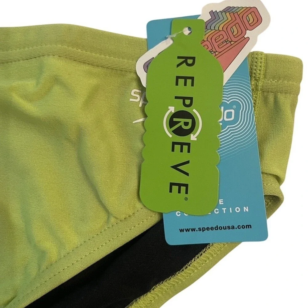 NWT Speedo Men's Size 32 Vibe Collection Acid Lime Swim Briefs Eco Endurance New